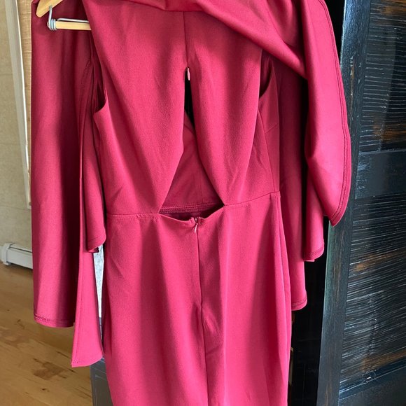 Lulu's Dark Pink Cape Dress - Picture 2 of 4